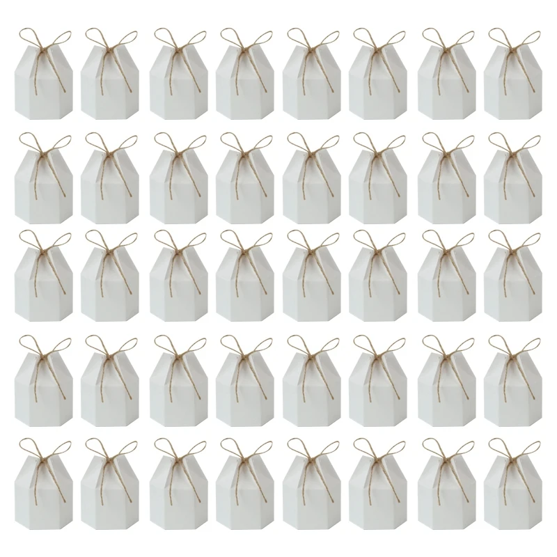 

100Pcs Mini Gift Boxes Candy Box Lantern Hexagon Kraft Package Box Brown Paper Box Kraft Gift Organizer Crafting Box