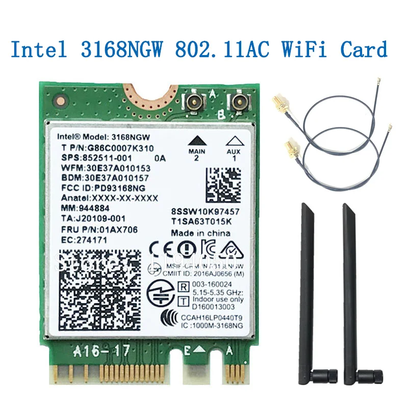 Беспроводная Двухдиапазонная сетевая карта intel 3168 AC 600 Мбит/с Wi Fi ресивер 3168ngw ngff m.2