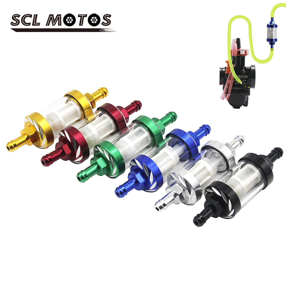 

SCL MOTOS Motorcycle Inline Petrol Fuel Filter 8mm Aluminum Alloy Glass Gas Fuel Oil Filters For Pit Dirt Bike