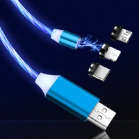 flowing light led magnetic cable micro usb type c cable fast charging data cable for iphone x xs samsung s10 usb c phone cables