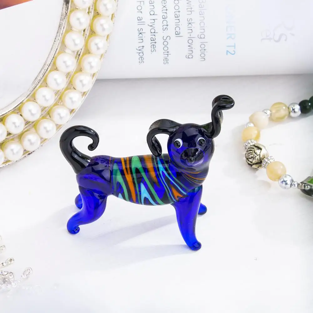 H & D мини голубая собака стеклянная плитка муранское стекло выдувание искусства