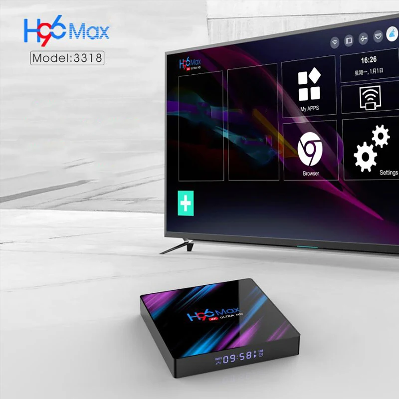 

New H96 Max RK3318 Android 10.0 Smart TV Box 4G+32G Quad Core 4K HD 2.4G/5G WiFi for Netflix Youtube Google Play EU Plug