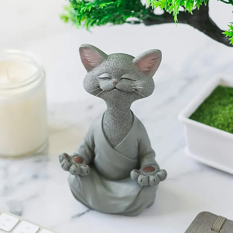 Статуэтка кошки коллекционная для медитации и йоги веселая искусство скульптуры