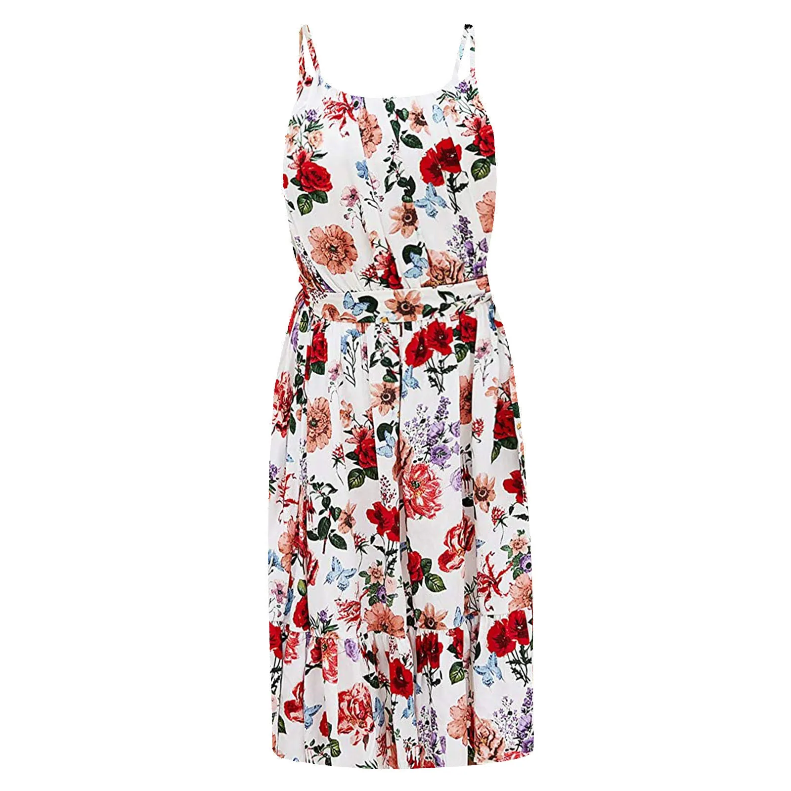

2021 Floral Print Women Dress Sukienka Damska Female Summer Sleeveless Casual Beach Lady Dresses Vestidos