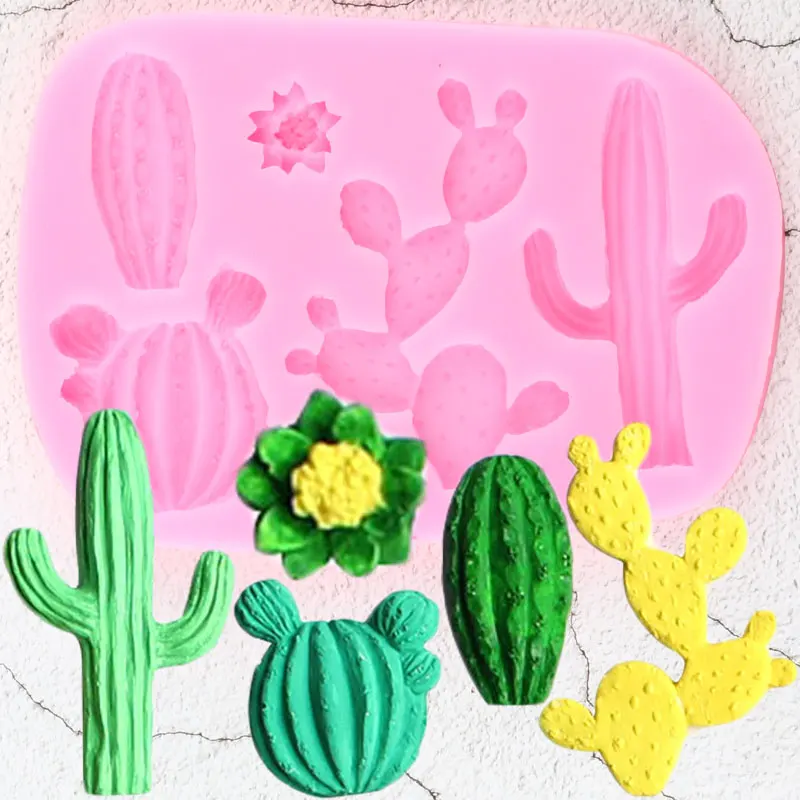 

Cactus Plant Silicone Molds DIY Chocolate Cupcake Topper Fondant Cake Decorating Tools Cookie Baking Candy Polymer Clay Moulds