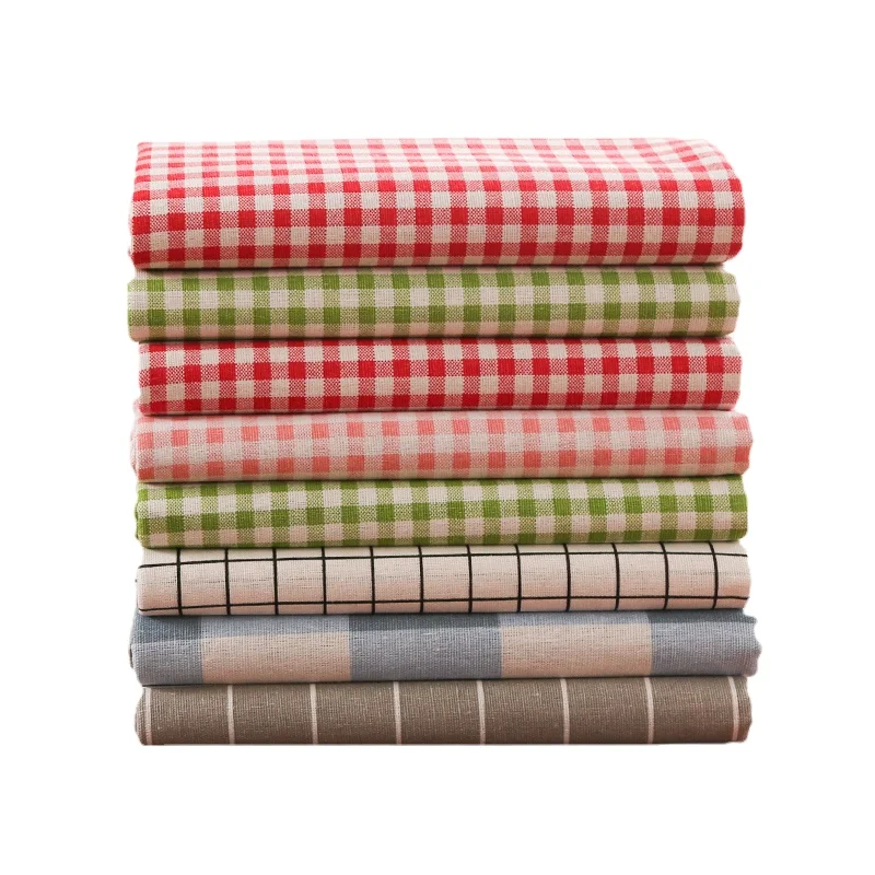 

Width 59'' Nordic Fashion Simple Check Cotton Linen Fabric By The Yard For Curtain Sofa Pillow Tablecloth Material