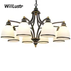 Классическая Подвесная лампа в американском стиле, железная Подвесная лампа из белого стекла с бахромой для столовой, гостиной, спальни