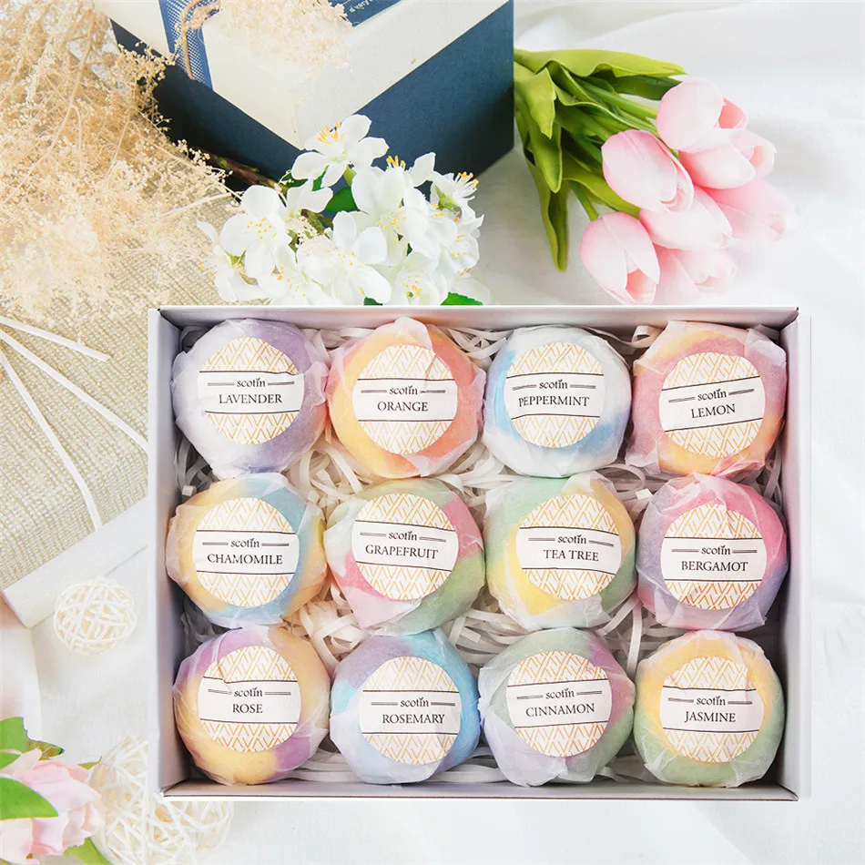 

12pcs / box Bath Salt soap Bombs Organic Bath Bombs Bubble Bath Salts Essential Oil Handmade SPA Stress Relief