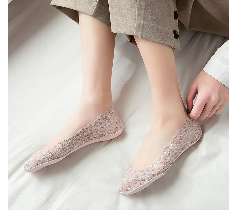 

5 Pair/package knitting lace jacquard socks of women casual Invisible ankle socks boat socks asakuchi sox the size 35-39