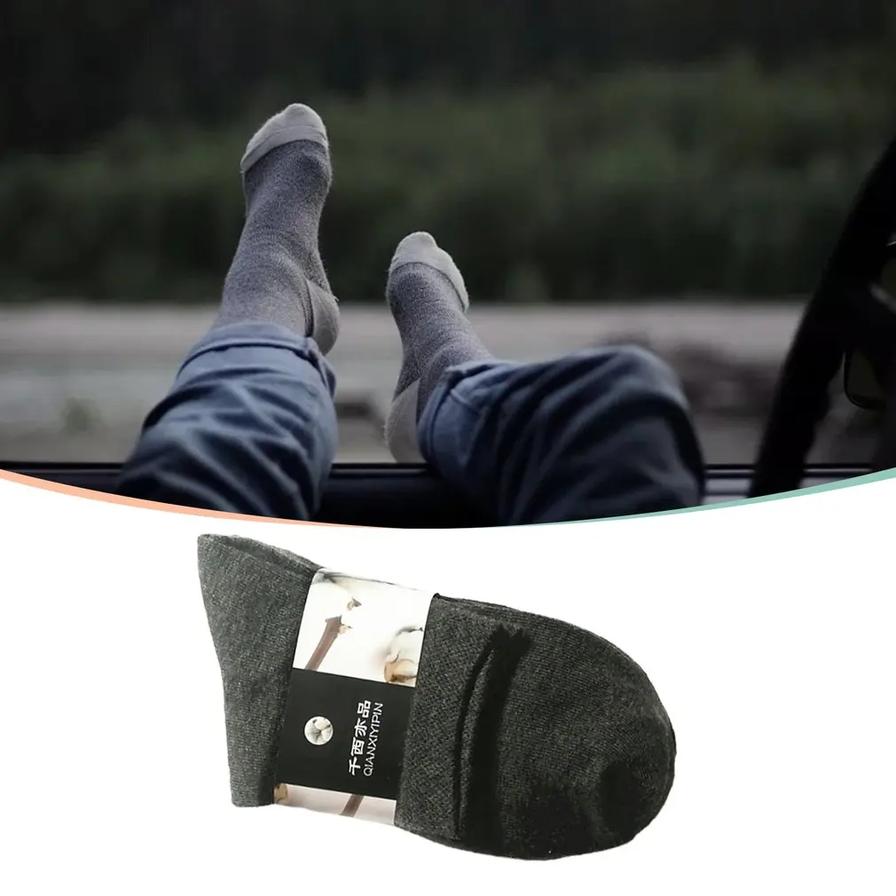 

2021 New Style 5 Pairs Winter Pure Cotton Sweat Absorption Breathable Adult Business Socks Men Soft Comfortable Warm Socks