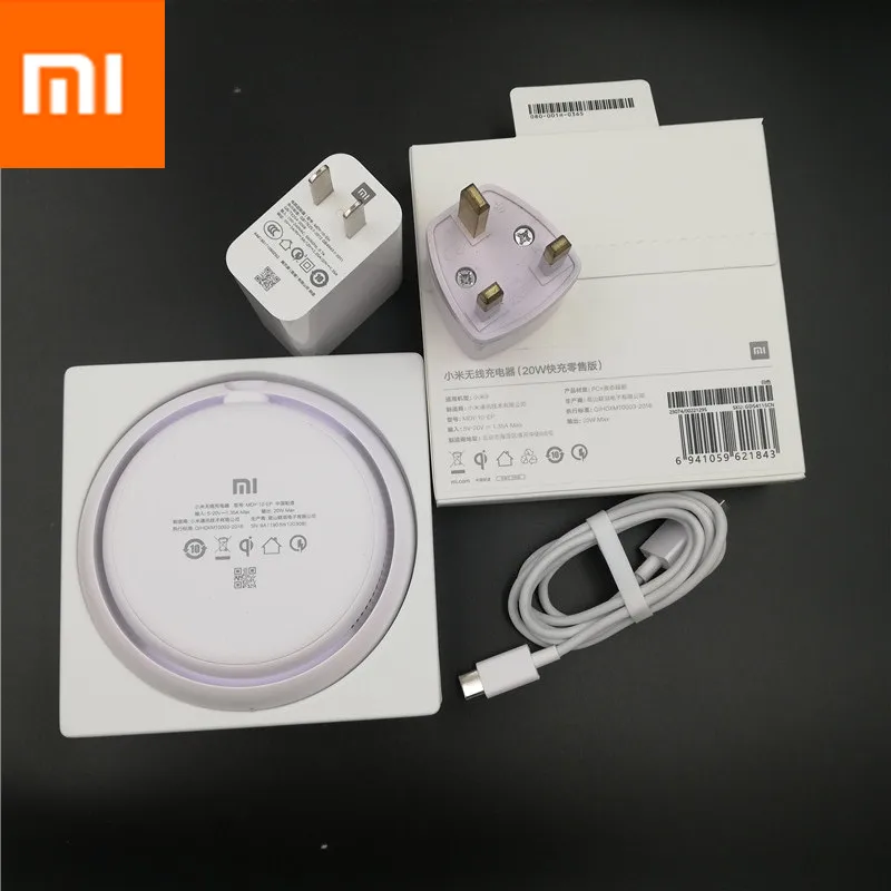 UK set Новое 27 Вт Оригинальное Беспроводное зарядное устройство Xiaomi 20 Вт Макс 15 в применяется к Xiaomi Mi9 MiX 2S Mix 3 Qi EPP10W для iPhone 11 XS XR XS Max - Цвет: UK set