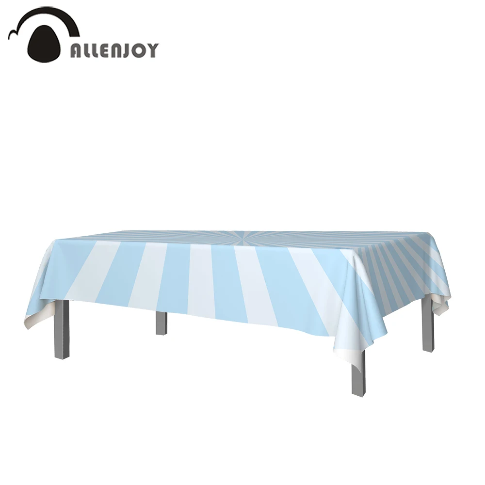 

Allenjoy Rectangular Tablecloths Stripe Blue White Birthday Party Home Textile Baby Shower Waterproof Banner For The Table