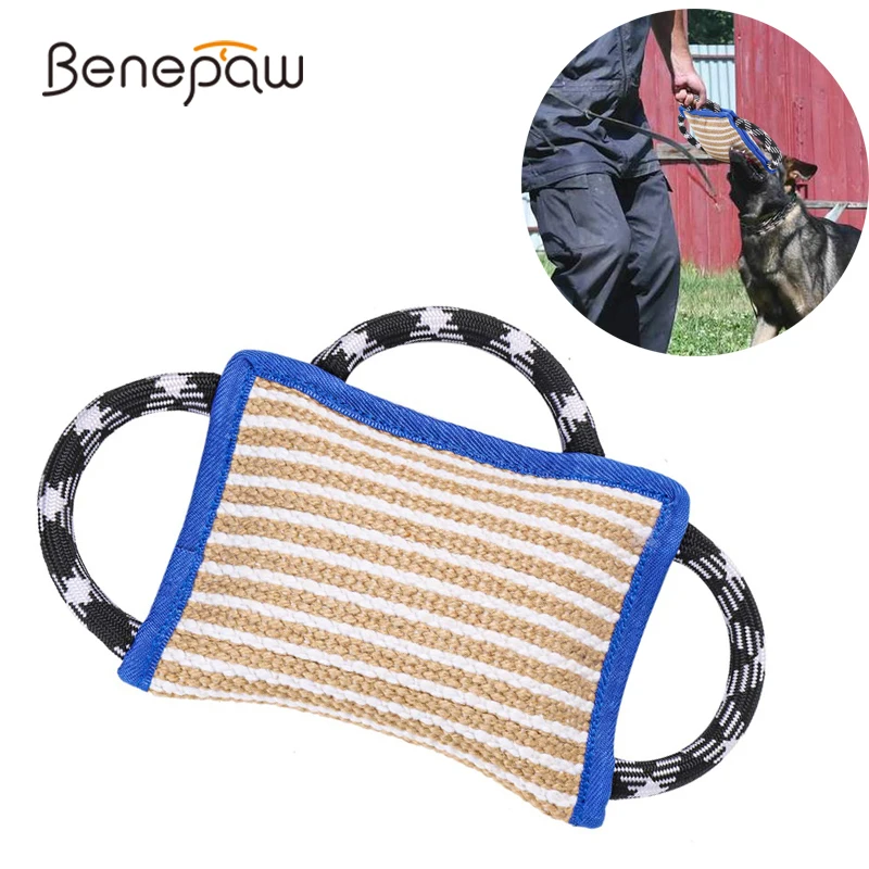 Barato Benepaw-juguetes Interactivos Para Perros, Almohada De Mordedura De Yute Con Mango Cómodo Y Duradero, Juguetes Ecológicos Para Mascotas, Entrenamiento Para Cachorros