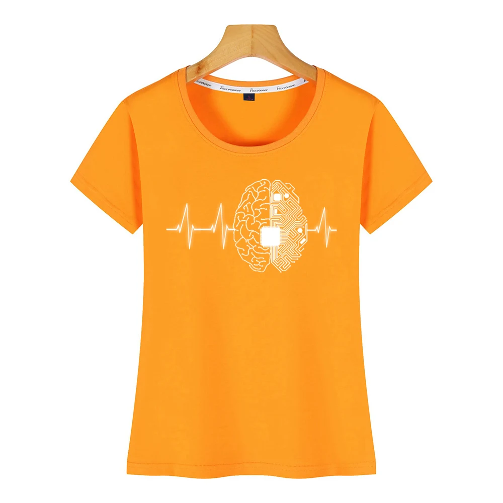 Tops T Shirt Women machine learning ai data science heartbeat Design Black Cotton Female Tshirt | Женская одежда