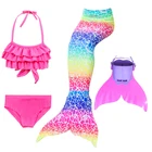 Купальник-бикини с хвостом Русалочки для девочек, детский купальный костюм с плавниками и моноластами для Хэллоуина
