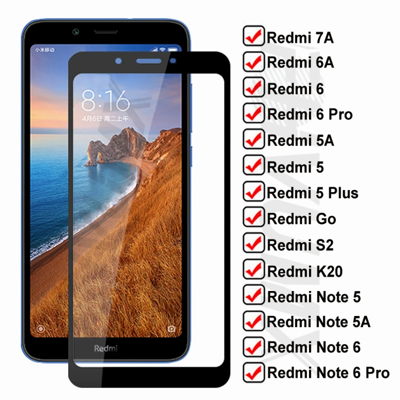 Защитное стекло 9D HD для Xiaomi Redmi 7A 6 6A 5 5A Go S2 K20 пленка экрана Plus Note Pro закаленное