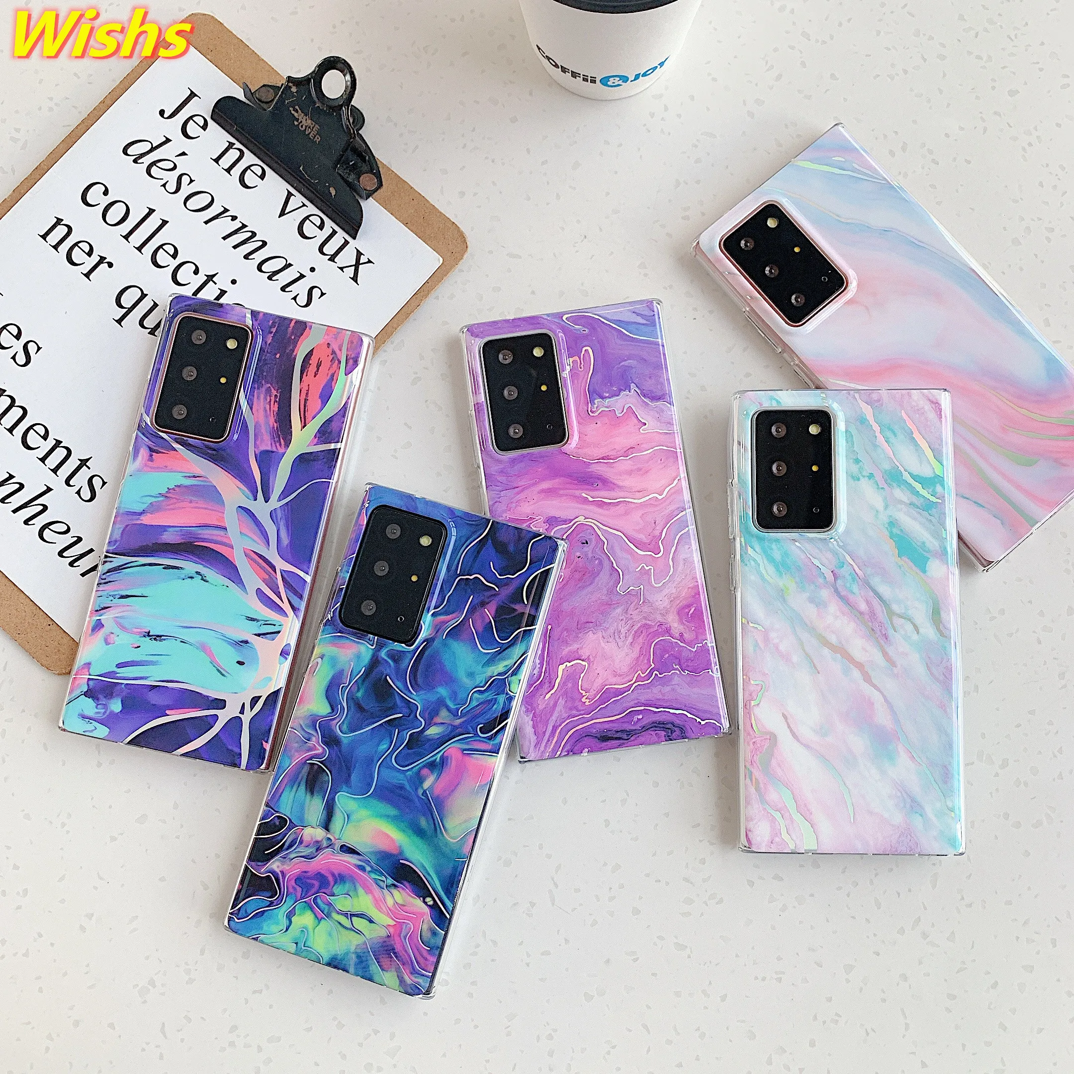 Модный Лазерный мраморный чехол для телефона Samsung Galaxy S20 A51 A50 A71 S10E S10 S8 S9Plus Note20 10 9 8