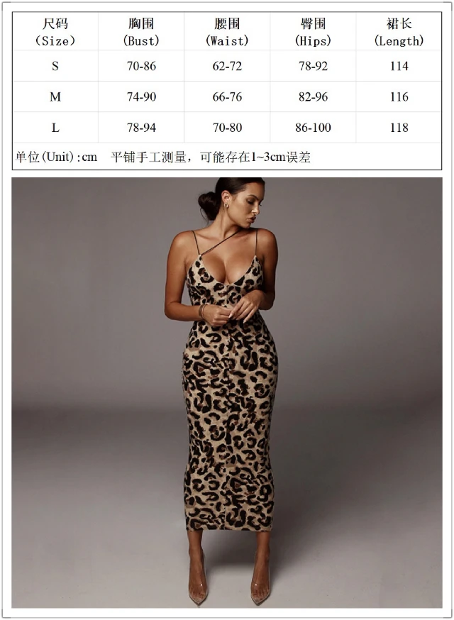 

Sexy Sleeveless Deep V Neck Leopard Bodycon Dress For Women Summer Hollow Out Strap Skinny Club Party Maxi Dress Vestidos 2021