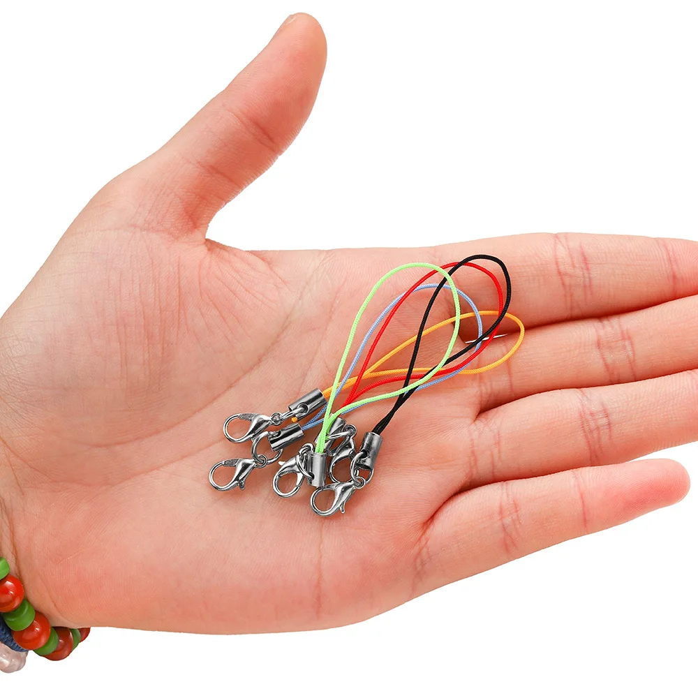 

100PCS/Lot Wholesale Colorful Nylon Lanyard Lobster Clasp String Strap Cords Keychain Mobile Phone Hanging Rope DIY Accessories
