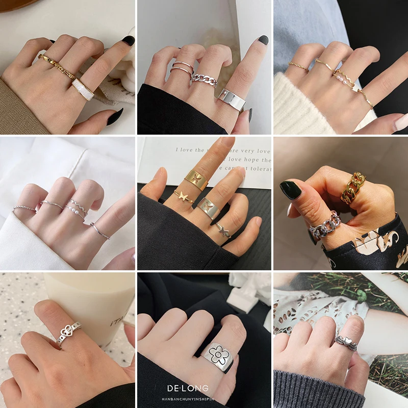 

New Trend Butterfly Rings for Women Couple Hiphop Punk Knuckle Ring Set Friendship Open Buckle Joint Tail Ring Jewelry