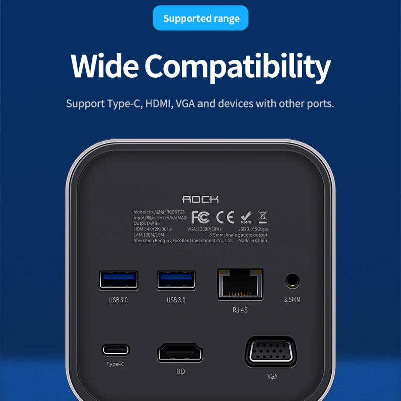 Док станция ROCK USB C Dex для 3 0 HDMI HUB Huawei P20 P40 Pro Samsung S20 10 док порты RJ45 usb концентратор Type