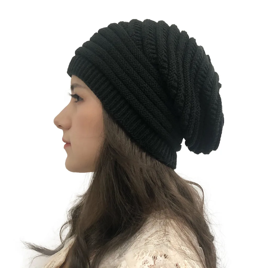 Women Autumn Winter Baggy Warm Crochet Outdoor Solid Colors Splice Hats Knit Ski Hat Female Holey Casual Beanie Cap#p3 | Аксессуары для
