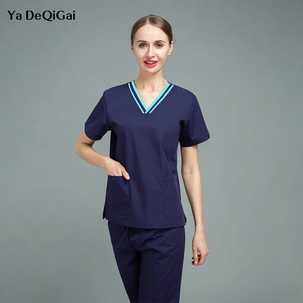 

Nursing Scrubs Women Uniform Medical Work Tops Hospital Dentist Beauty Solid Color Coat Surgical Surgery Pharmacy Spa Uniforms