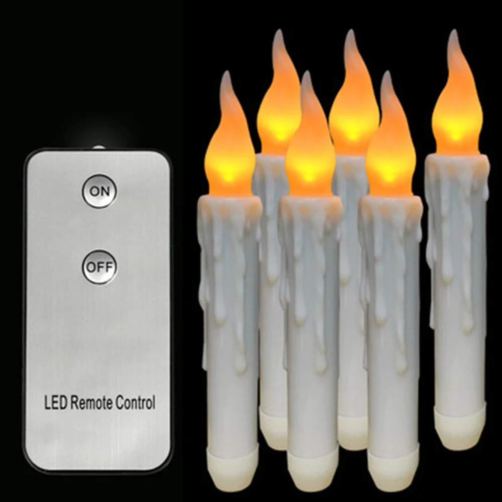 

6/12 pcs LED Electronic Flameless Candle Tear Wave Shaped Flickering Candle With Remote Control simulation Cone Candle Tea Light