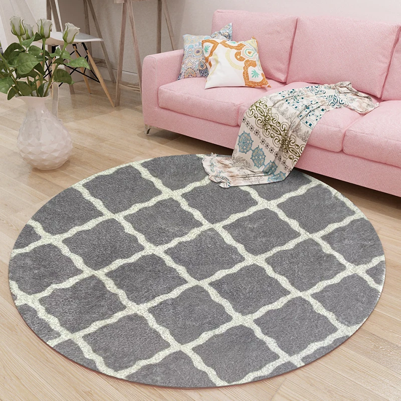 

Geometry Grey Round Carpets For Living Room Balcony Hang Chair Mat Soft Rugs Carpet For Shaggy Rug Room Kids Bedroom Lamb Velvet