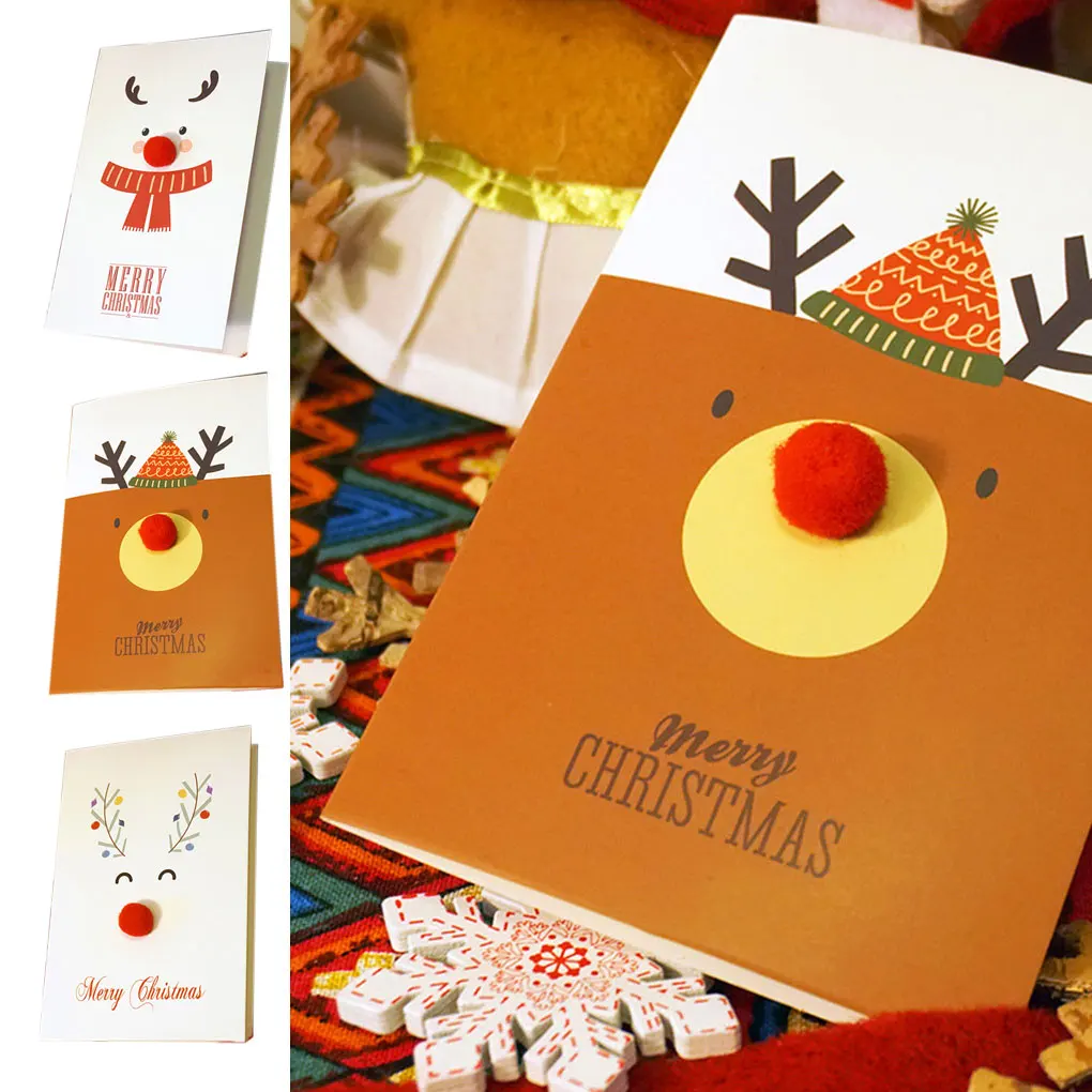 Уникальная Рождественская открытка с 3D рисунком животных новым годом и