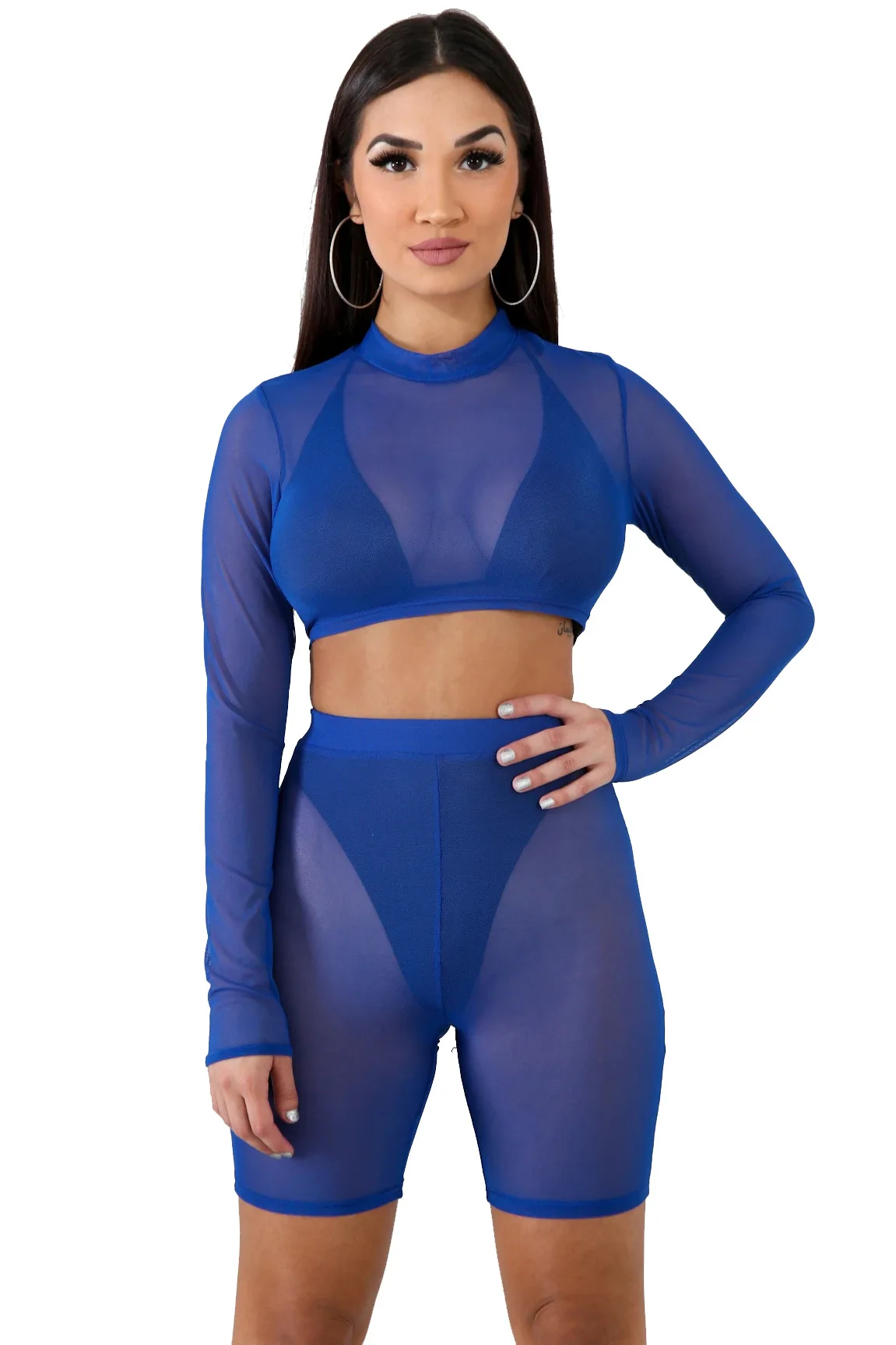 

Женский солнцезащитный костюм, однотонный, из сетчатой ткани, для пляжа, модный, сексуальный, в Корейском стиле, прикрытие для бикини