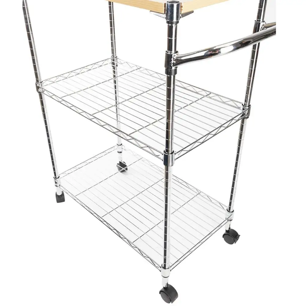 

3 Tier Storage Organizer Rack Kitchen Bathroom Shelf Metal Rolling Trolley Cart Food Storage Basket Stand Layer