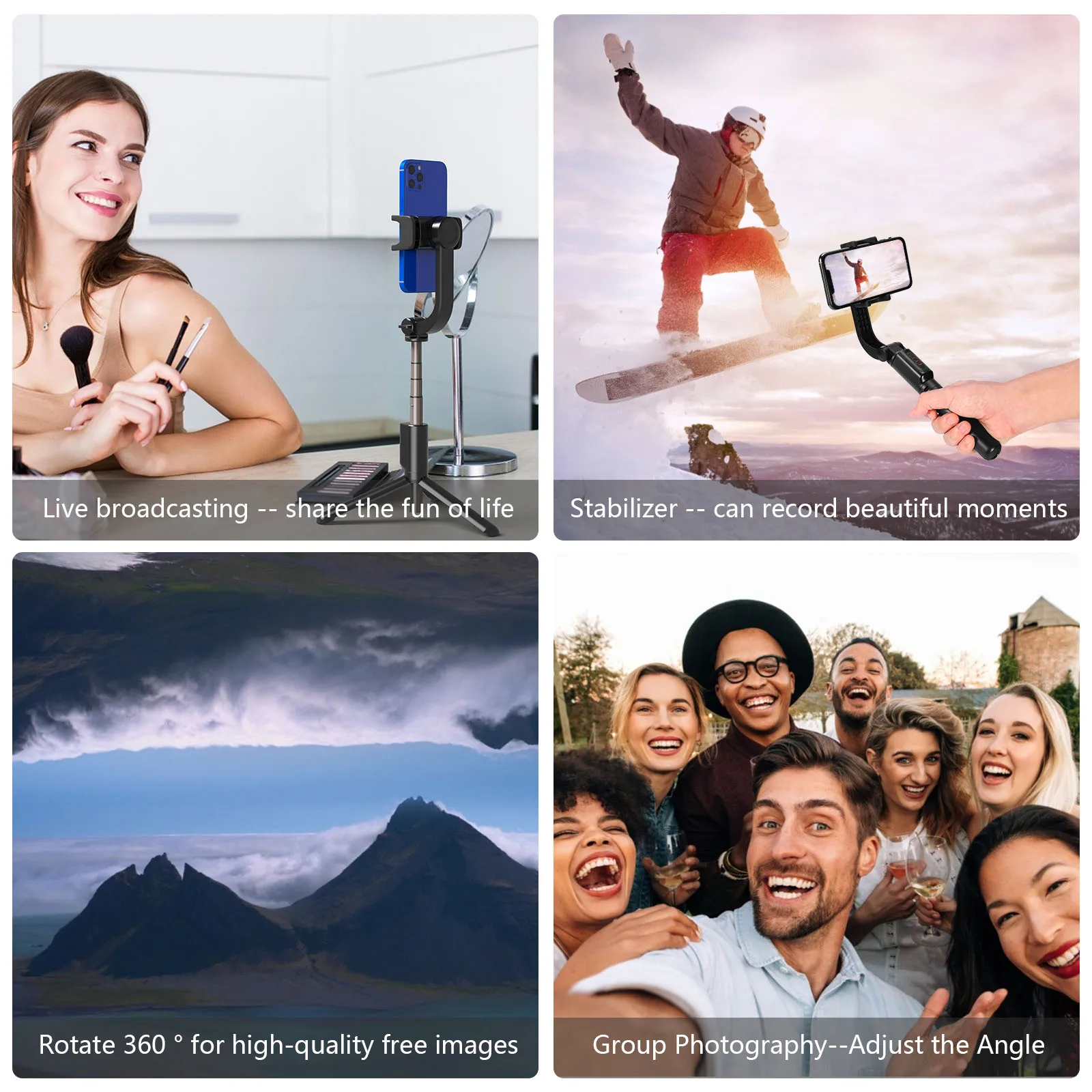 

Handheld Stabilizer Gimbal Smartphone Balance Stabilizer YouTube Video Vlog Tripod Adjustable Selfie Stick