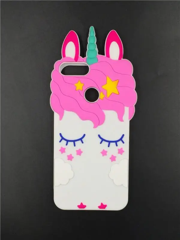 

For Huawei Enjoy 7S Cute 3D Cartoon Eyelash Pink Unicorn Horse Luna Cat Case Soft Silicone Cover For Huawei P Smart Phone Case