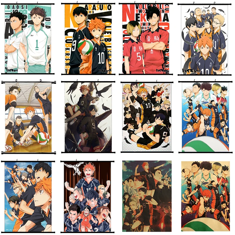 

Аниме Haikyuu настенный постер прокрутки Karasuno Nekoma Kageyama ретро постер крафт-бумага высокое качество украшение для дома комнаты
