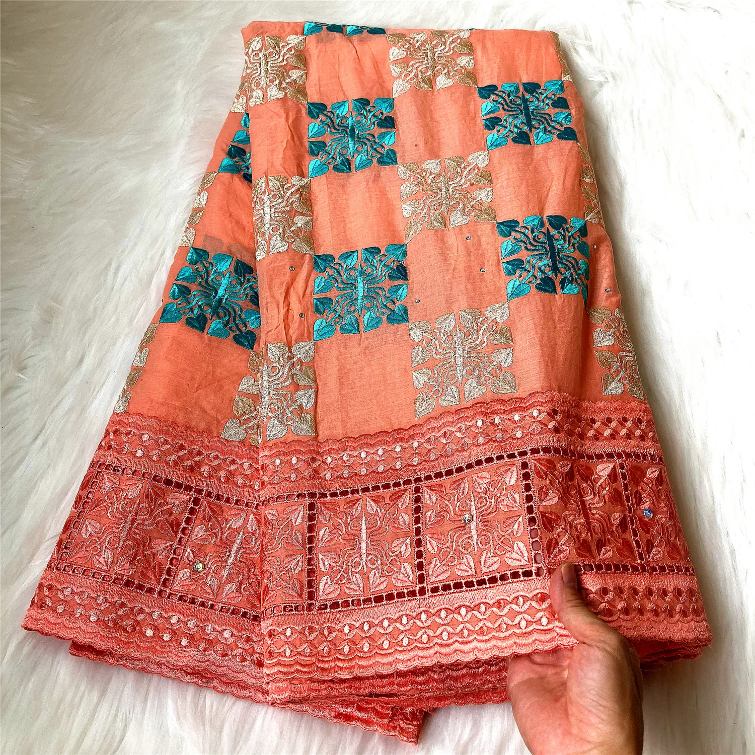 Красивая африканская швейцарская вуаль кружевная ткань 100% Хлопок Вышитая 2021