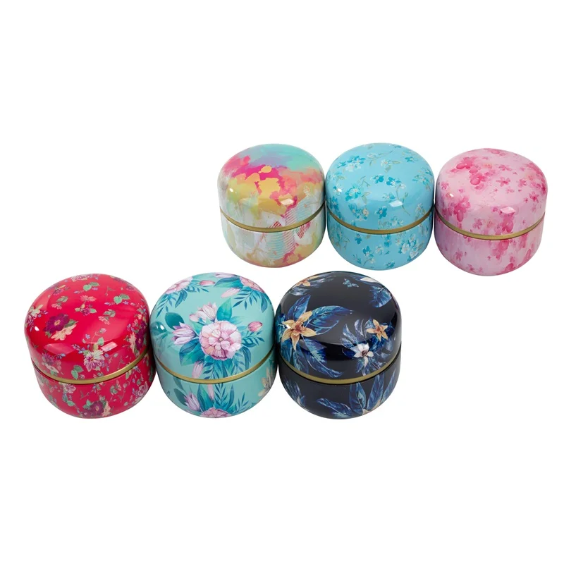 

5 Pcs Iron Tin Storage Box Coffee Tea Caddy Candy Jar Sealed Packaging Box Chinese Style Container Cans for Home Office Decor