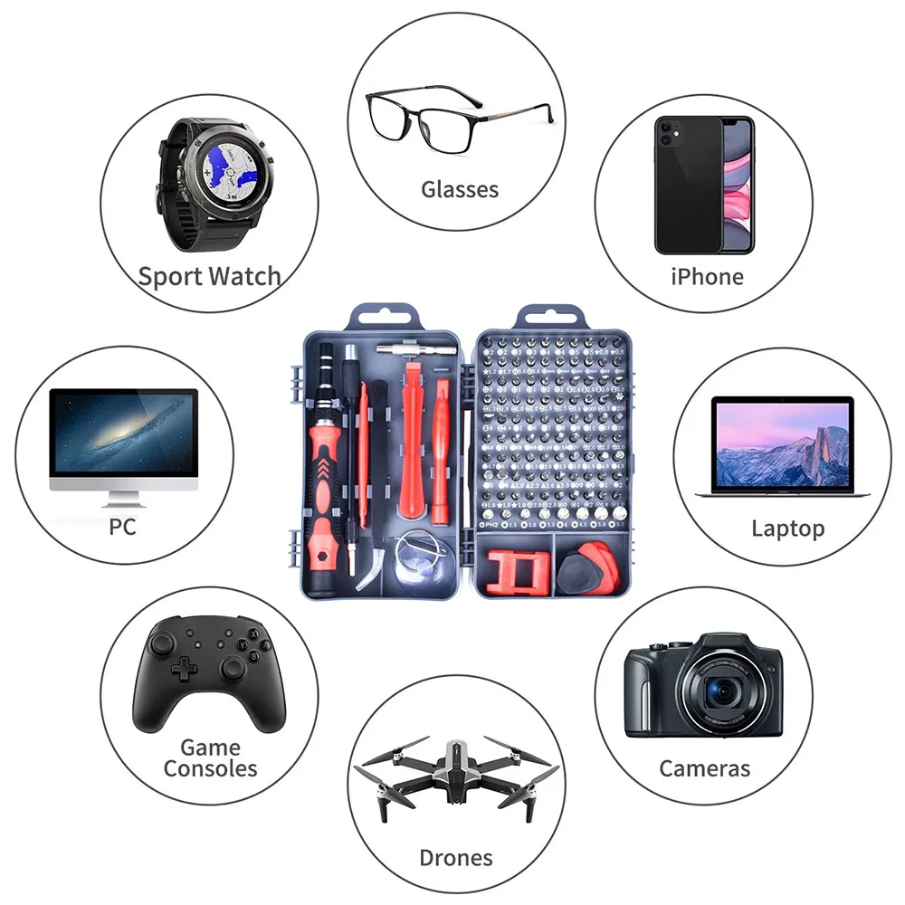 

115 In 1 Screwdriver Set of Screw Driver Bit Set Multi-function Precision Mobile Phone Repair Device Hand Tools Kit Home Use