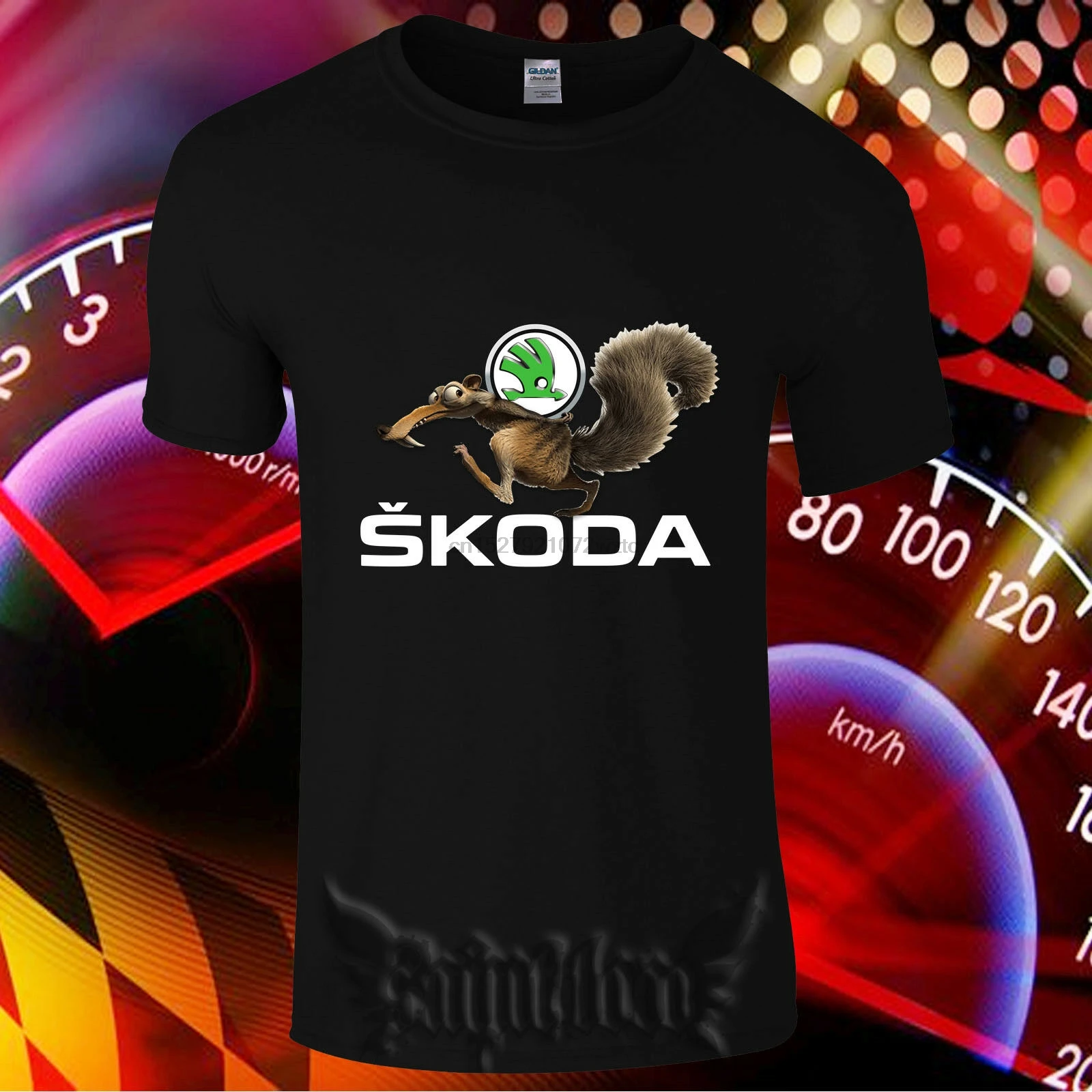 Ограниченная серия логотип Skoda белка забавная Мужская футболка с круглым вырезом