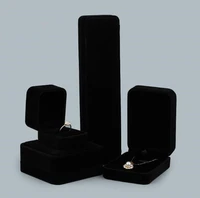 customized logo black series 100pcslot velet jewelry packaging box display box ring necklace bracelet storage box