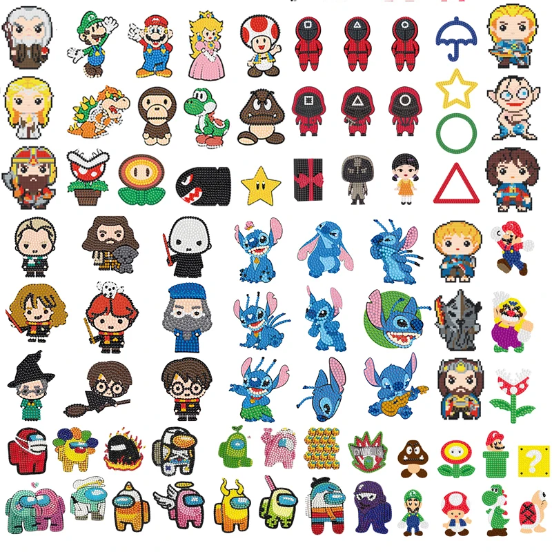 

Популярные Мультяшные алмазные наклейки для рисования для детей, легко раскрашивать по номерам для украшения дома, магнитные наклейки для ...