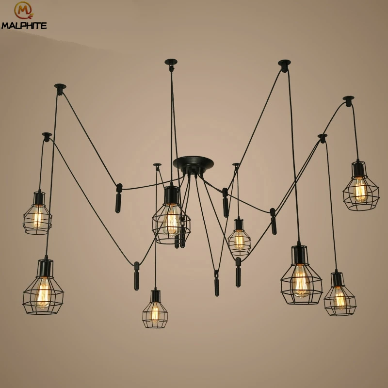 Ретро промышленная люстра Паук светильник ing Лофт винтажный промышленный lampadari
