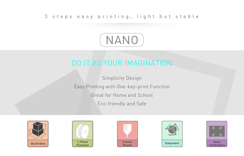 Easythreed NANO 3d принтер мини обучающий бытовой DIY Набор 3d принтер один ключ печатная машина для Ребенка Рождественский подарок
