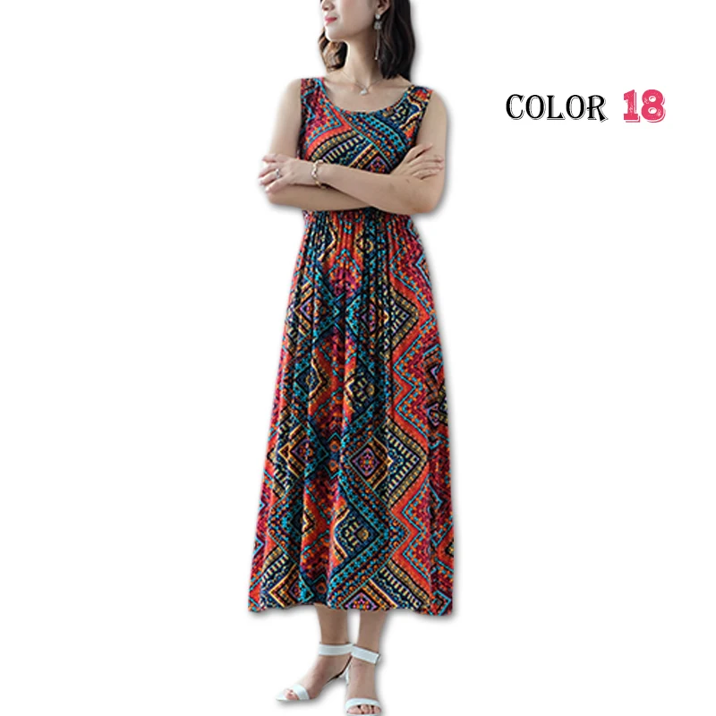 Женское богемное платье макси повседневное пляжное с цветочным принтом в стиле