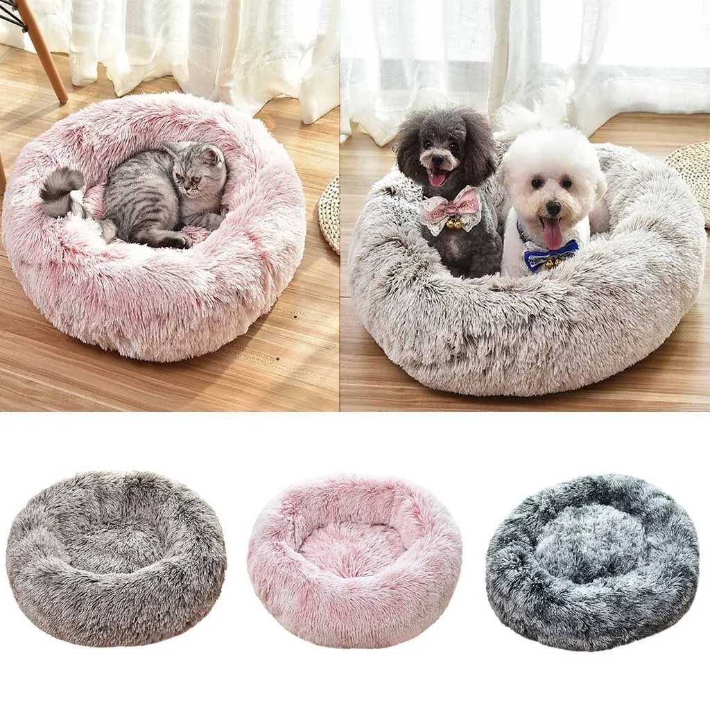 

Winter Warm Cat Dog Round Sleeping Beds Comfortable Plush Soft Kennel Dogs Pet Bed Litter Deep Warm Sleeping Mats 2020 FN50