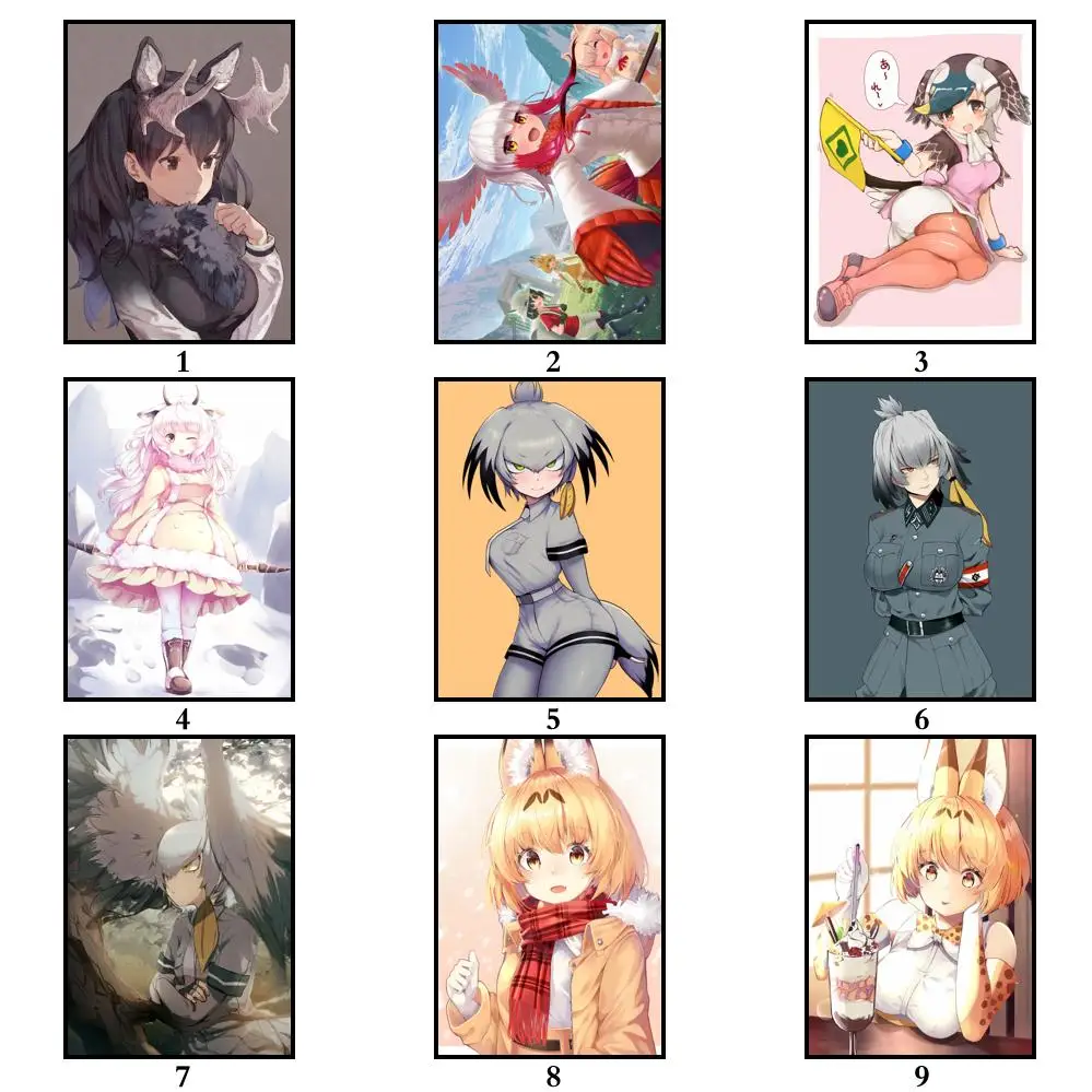 50 Дизайнов Постер Kemono Friends из белой бумаги маскарадная Наклейка на стену для