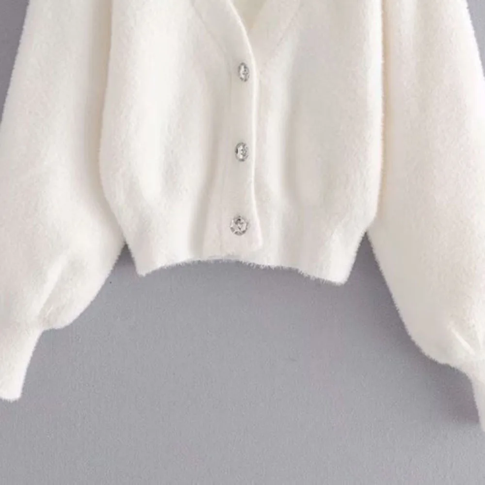 

Women Sexy V-Neck Sweater Slim Button Long Sleeve Single-Breasted Cardigan Office Lady Yong Girl Short Coat Famale Japan Korea