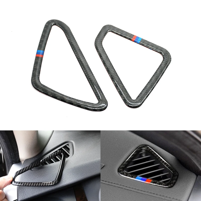 

2pcs Car Styling Real Carbon Fiber Air Condition Vent Outlet Cover Trim For BMW X5 X6 F15 F16 2014 2015 2016 2017