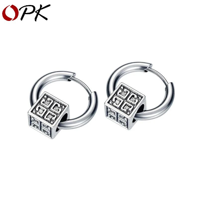 

Fashion men's titanium steel earrings wholesale creative modeling hip hop Street simple square earrings earrings earrings