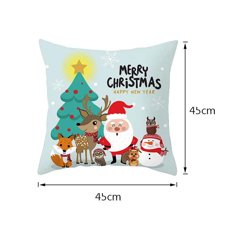 45x45cm Santa Claus Snowman Cushion Cover Almofadas Pattern Home Decorative New Year Christmas Printed Throw Pillowcase Cojines | Дом и сад